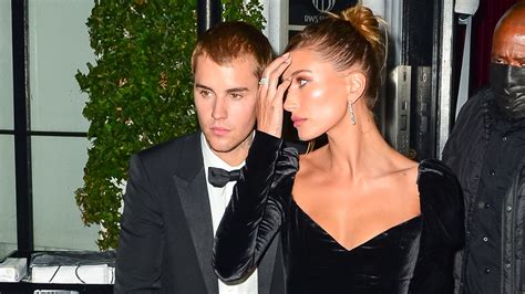 Hailey Bieber Wears a Blue Latex Dress With Justin on Date 